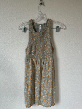 RVCA Floral Mini Dress XS Green Orange Smocked Bodice